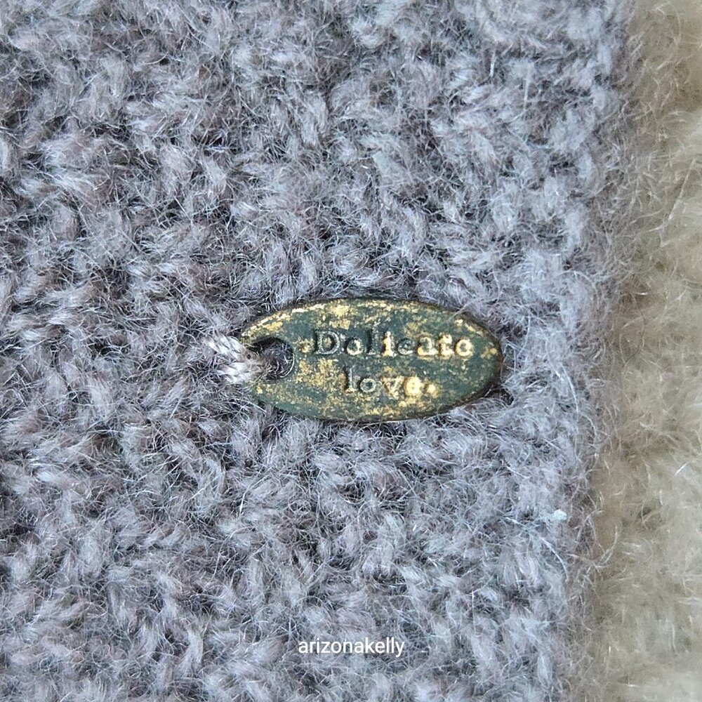 Cashmere Basketweave Textured Knit Scarf Tan Taupe Brown Doliearo Dolieato Love - Picture 11 of 12